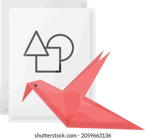 Concepto de arte visual de origami, diseño de iconos de color del vector plegable del papel, símbolo del hobby, signo de actividad del tiempo de ocio, hobbyistas y material de artesanía Ilustración