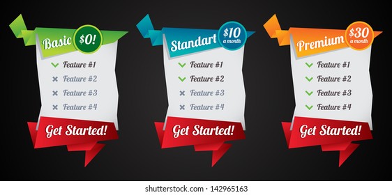Origami web site subscription plan vector illustration