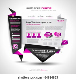 Origami Website - Elegante Design para Apresentações de Negócios. Modelo com muitos elementos de design. Cada sombra é transparente