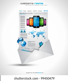 Origami Website - Elegant Design for Business Presentations. Template with a lot of design elements. Transparent shadows.