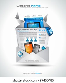 Origami Website - Elegant Design for Business Presentations. Template with a lot of design elements. Transparent shadows.