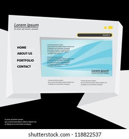 origami website template design. vector origami style site.