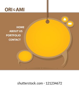 origami website template design. vector origami style site.