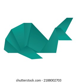 Origami whale icon cartoon vector. Art paper. Animal origami