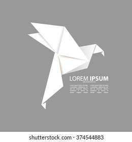 origami white bird isolated