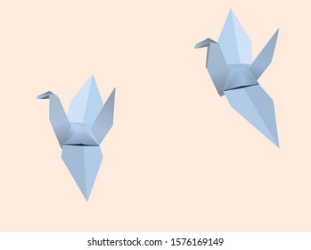 Origami white paper bird vector