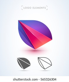 Origami wing logo icon isolated on white.