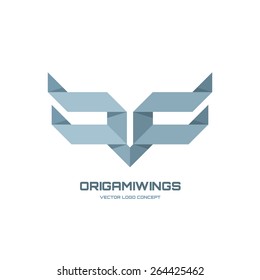 Origami wings - vector logo template concept illustration. Abstract geometric business sign. Design element.