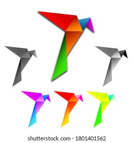 Origami-Fly Bird Paper Red Green Blue  