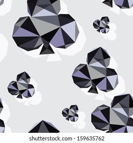 Origami-style background with card suits: clubs
