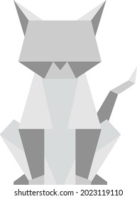 An origami-style cat on a white isolated background. Vector illustration on the topic of hobbies.