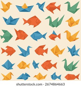 Ilustración vectorial gráfica de patrón de Formas plegadas estilo origami