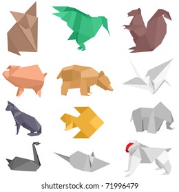 origami-style illustrations of different animals