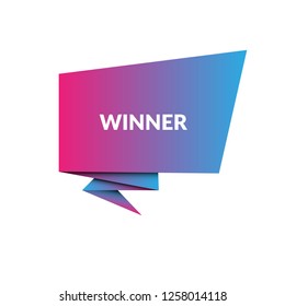origamy winner sign,label. origamy winner speech bubble. origamy winner tag sign,banner