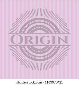 Origin badge with pink background