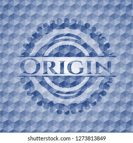 Origin blue hexagon badge.