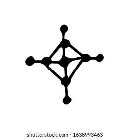 Origin. Diamond shaped geometric shape in hand drawn doodle style isolated on white background. Vector stock outline illustration. Single. Sign element. Logo. Print. Line art.Coloring book.