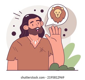 Origin Of Language Theory. Speech Evolved With The Development Of Alliances. Dangerous Predator Proximity Alert. Human Evolution, Anthropology Studying. Flat Vector Illustration