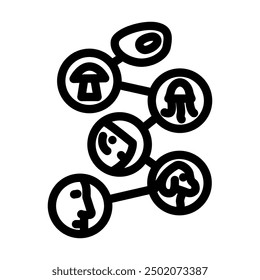 Origin of Life Vector de línea de misterio sin resolver. Origin of Life Signo de misterio sin resolver. Ilustración negra de contorno aislado