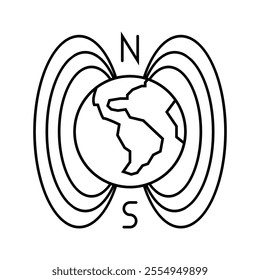 the origin of magnetic fields mystery line icon vector. the origin of magnetic fields mystery sign. isolated contour symbol black illustration