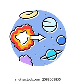 origin of the universe unsolved mystery color icon vector. origin of the universe unsolved mystery sign. isolated symbol illustration