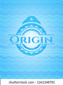 Origin water wave representation badge.