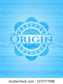 Origin water wave style badge.