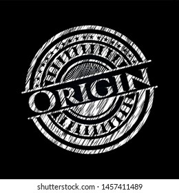 Origin written on a blackboard. Vector Illustration. Detailed.