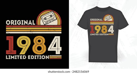 Original 1984 Limited Edition Funny Vintage Cassette Music Mixtape T-shirt Design