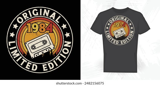 Original 1984 Limited Edition Funny Vintage Cassette Music Mixtape T-shirt Design