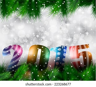 Original 2015 flat style  new year modern background with 3D style earth and soft shadows.