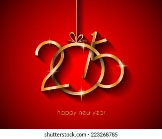 Original 2015 Flach-Stil Neujahr modernen Hintergrund mit 3D-Stil Erde und weichen Schatten.