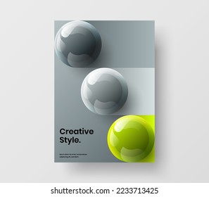 Diseño del informe anual original de bolas 3D. Plantilla vectorial de diseño de folletos de moda.