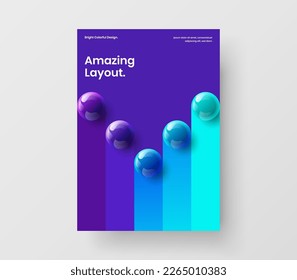 Original 3D balls annual report layout. Vivid journal cover vector design concept.