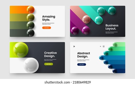 Colección de concepto de boletería original 3D bolas. Nuevo conjunto de ilustraciones de diseño vectorial de folletos.