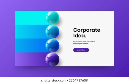 Original 3D balls cover concept. Simple flyer design vector layout.