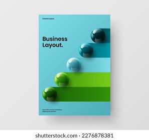 Original 3D balls cover layout. Isolated corporate brochure design vector illustration.