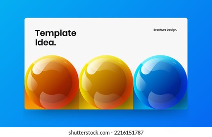 Original 3D balls front page concept. Amazing magazine cover design vector illustration.