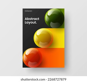 Original 3D balls handbill concept. Trendy poster design vector layout.