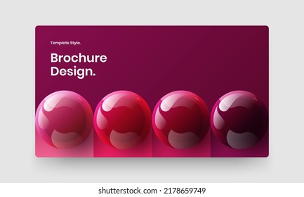 Original 3D balls presentation concept. Geometric magazine cover vector design template.