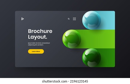 Ilustración original del sitio web de bolas 3D. Concepto vectorial de diseño de folletos corporativos multicolores.