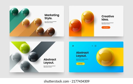 Original 3D spheres booklet template composition. Abstract poster design vector layout bundle.