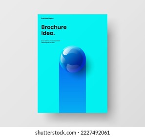 Original 3D spheres catalog cover layout. Trendy brochure A4 design vector template.