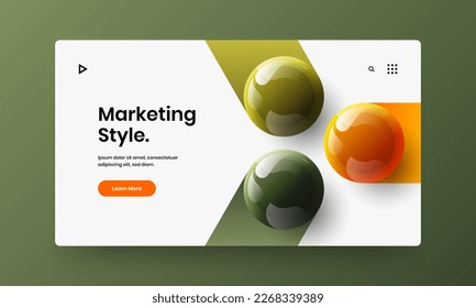 Original 3D spheres flyer concept. Premium company identity vector design layout.
