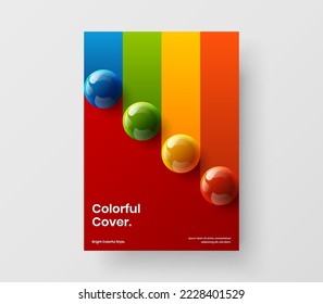 Original 3D spheres front page concept. Colorful book cover A4 vector design layout.