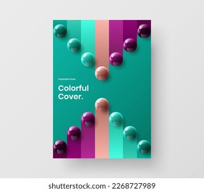 Original 3D spheres placard concept. Premium magazine cover A4 design vector layout.