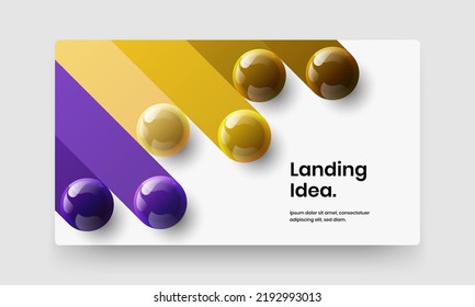 Original 3D spheres poster layout. Fresh web banner vector design illustration.