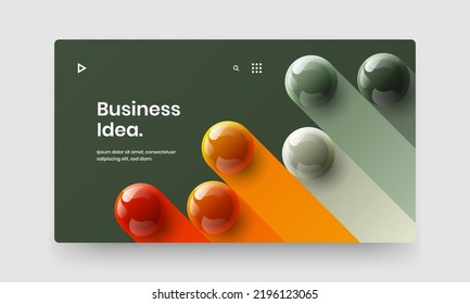 Original 3D spheres poster layout. Simple company cover vector design template.