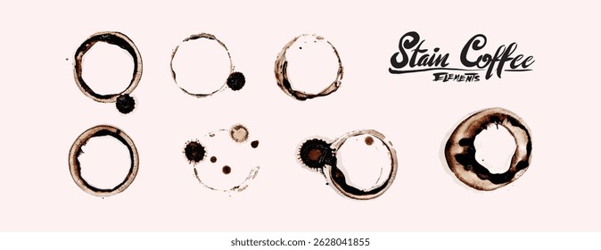 Original 7 elements Coffee stain vector collection for design that you can customize for your business