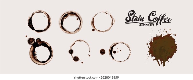 Original 7 elements Coffee stain vector collection for design that you can customize for your business